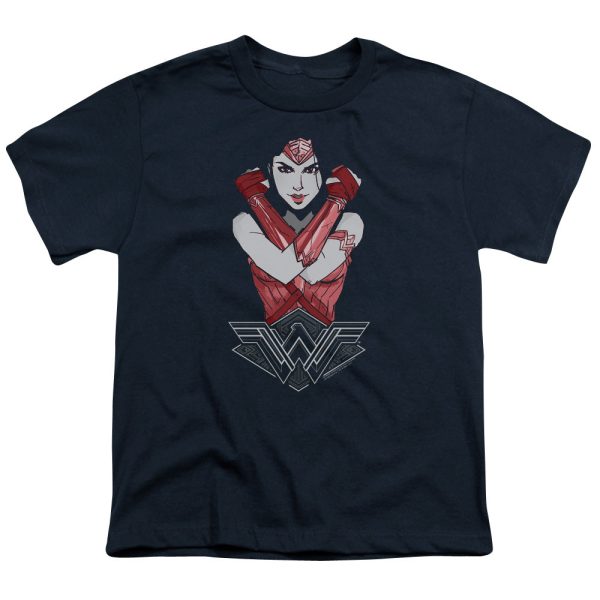 WONDER WOMAN MOVIE : AMAZON S\S YOUTH Cotton 18\1 Navy XS Cheap