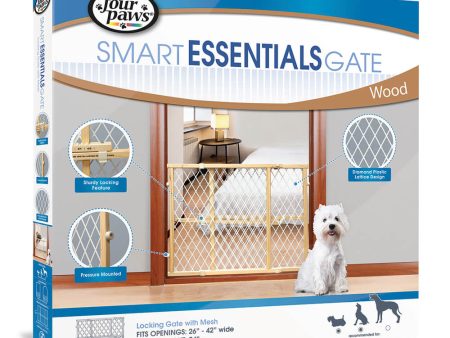 Four Paws® Locking Wood Gate with Mesh Online Sale